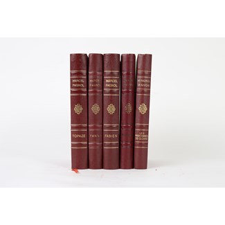 S/5 French Leather Bound Books